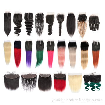 Hair Vendors Wholesale Swiss Lace Front Closure with Baby Hair 4x4 2x6 5x5 13x4 13x6 6x6 7x7 360 Lace Closure Indian Loose Wave